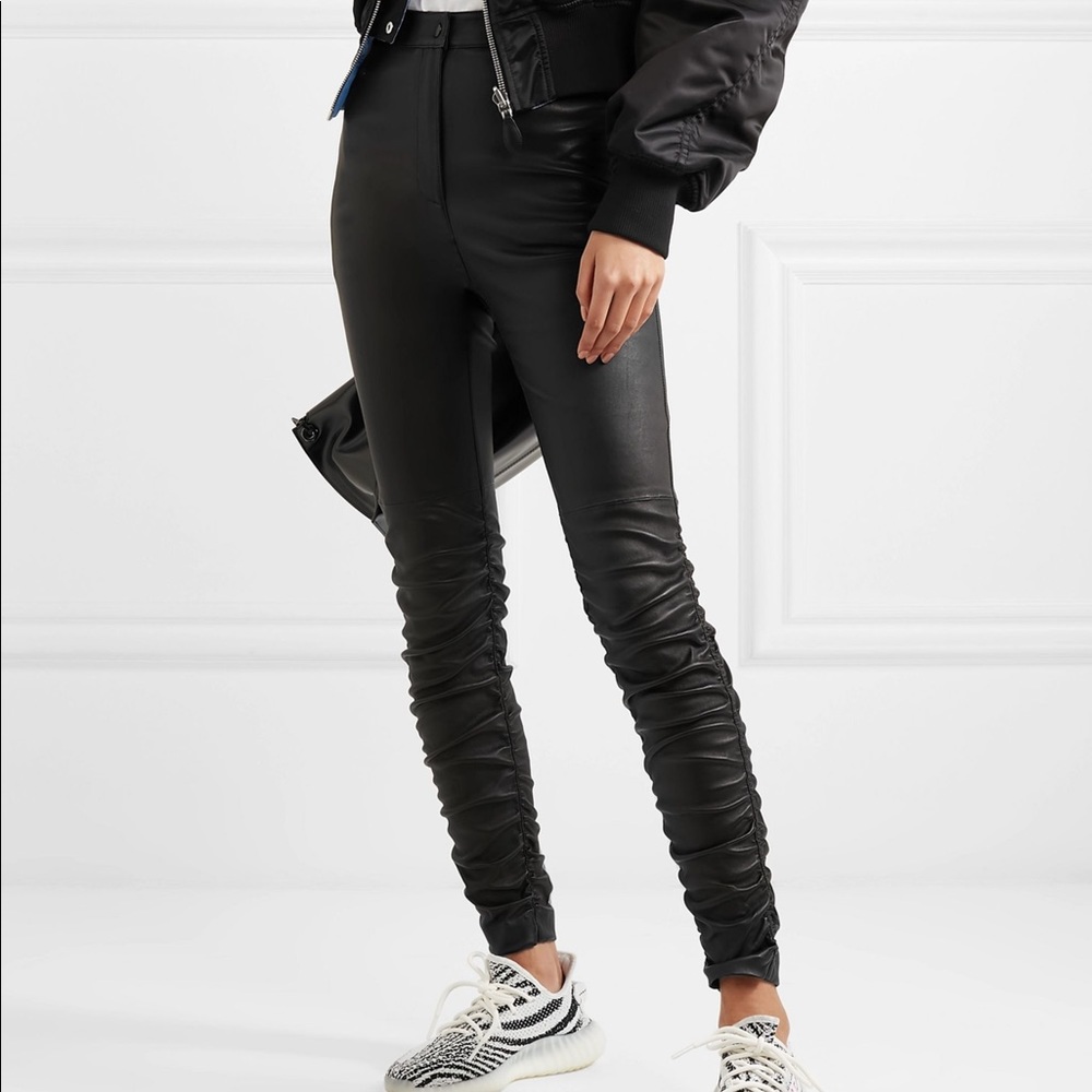 Alexander Wang Ruched Leather Skinny Pant